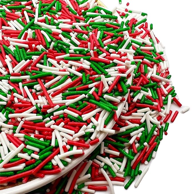 SE Si&Moos Red Green and White Jimmy Sprinkles for Cake Decorating Christmas Cookie Decorations Christmas Jimmy Sprinkles Edible Crunchy Jimmies for Topping Cupcakes, Cookies, Cakes, Cakes Pops 3 OZ