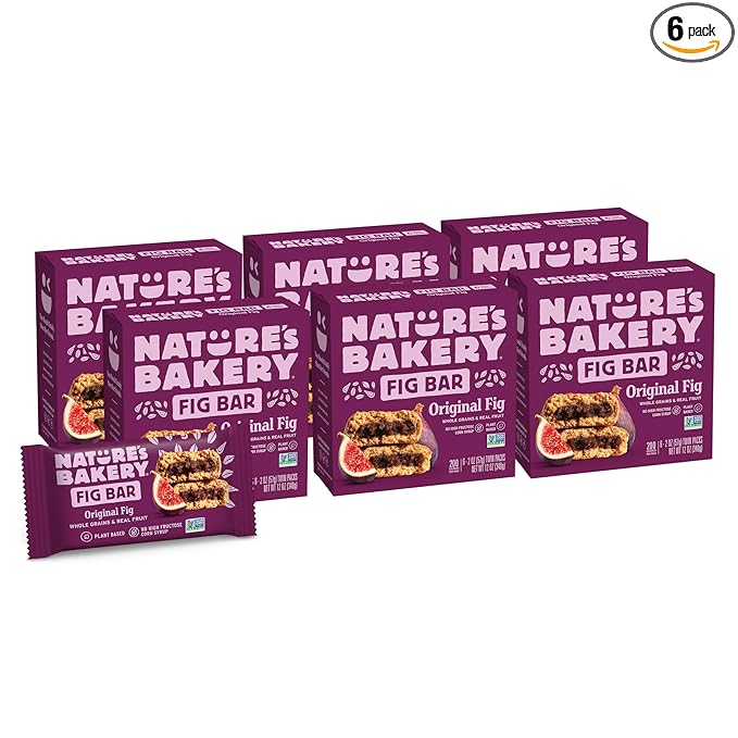 Nature?™s Bakery Whole Wheat Fig Bars, Original Fig, Real Fruit, Vegan, Non-GMO, Snack bar, 6 boxes with 6 twin packs (36 twin packs)