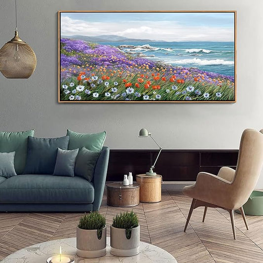 YDYSUNE Coastal Large Landscape Wall Art for Living Room, Bedroom Pictures, Ocean Beach Artwork, Blue Decorations Above Bed Decor, Coastal Landscape Wall Art, Beach Pinting 29횞58IN