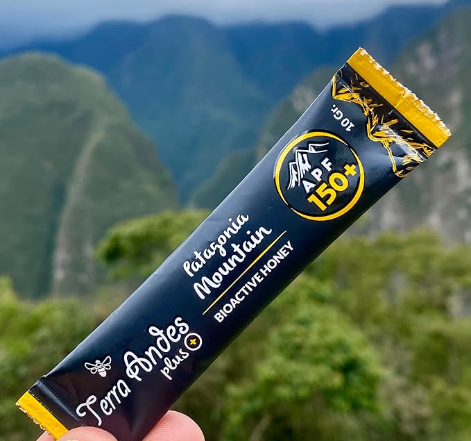 Organic Raw Honey Sachets 24 units by Terra Andes Plus - Ideal for Travel, Sports, Superfood Snacks and On-the-Go Daily Wellness - Ulmo Rainforest / Patagonia Mountain APF 150 - raw honey organic unfiltered