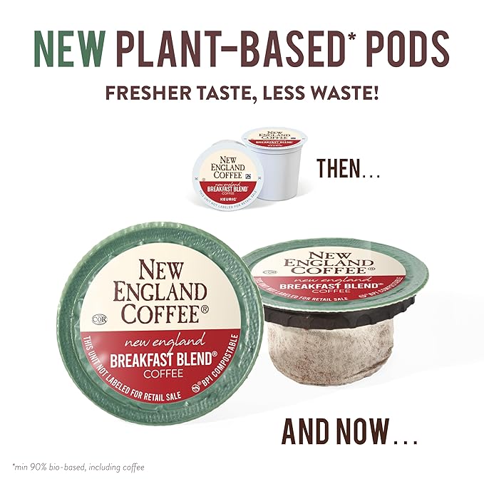 New England Coffee Breakfast Blend Medium Roast Single Serve Pods, 12ct Box (Pack of 1)