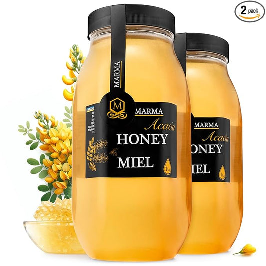 HONIGMA짰 Marma Acacia Honey | Authentic Raw Honey from Ukraine | 100% Pure & Unpasteurized | 1000g/35.2oz | May Arrive Partially Crystallized | Pack of 2