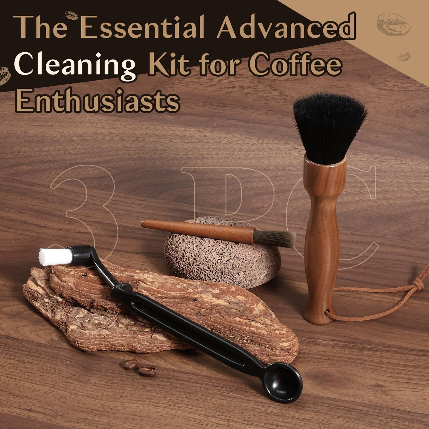 Belongtous 3Pcs Coffee Grinder Cleaning Brush Set, Essential Advanced Cleaning Kit with Large Soft