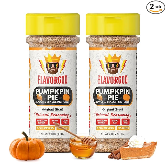 The Original Pumpkin Pie Spice Topper Seasoning Mix, 2 Bottles by Flavor God - Premium All Natural & Healthy Spice Blend for Donuts & Smoothies - Great Flavor Spices and Seasoning Gift