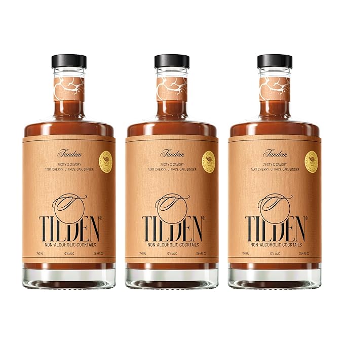 Tilden Tandem, Non-Alcoholic Cocktail, Vegan and No Sugar Added, Tart Cherry, Bitter Orange, American Oak, 750ml (Pack of 3)