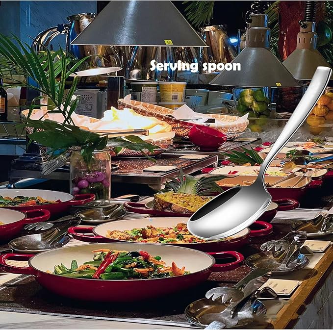 Large Serving Spoon, Premium 316L Stainless Steel Buffet Serving Spoon 9.5 Inch (1pack)