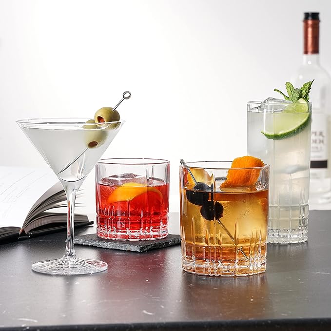 Spiegelau Perfect Serve Double Old Fashioned Glasses Set of 4 - Lowball Cocktail Glasses European-Made Crystal, Dishwasher Safe, Professional Quality Cocktail Glass Gift Set - 13 oz