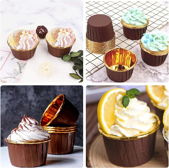 Aluminum Foil Cupcake Cups, Eusoar Disposable Muffin Liners 50Pcs, Baking Cups, Aluminum Cupcake Tip Pan Ramekin Holders, Little Pudding Cups