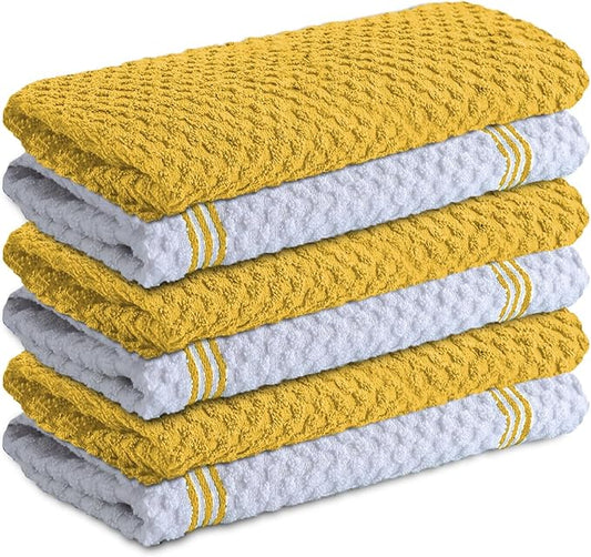 Infinitee Xclusives 100% Cotton Kitchen Towels - 15x25 Inch Ultra Soft Tea Towels, Super Absorbent Terry Dish Towel for Kitchen Linens |Radiant Yellow|