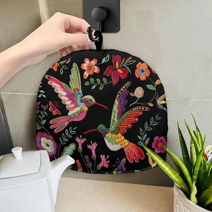 Hummingbird Tea Cozy for Teapot Insulated Floral Tea Cosy for Teapot Home Kitchen Decor Tea Pot Cover for Keeping Warm