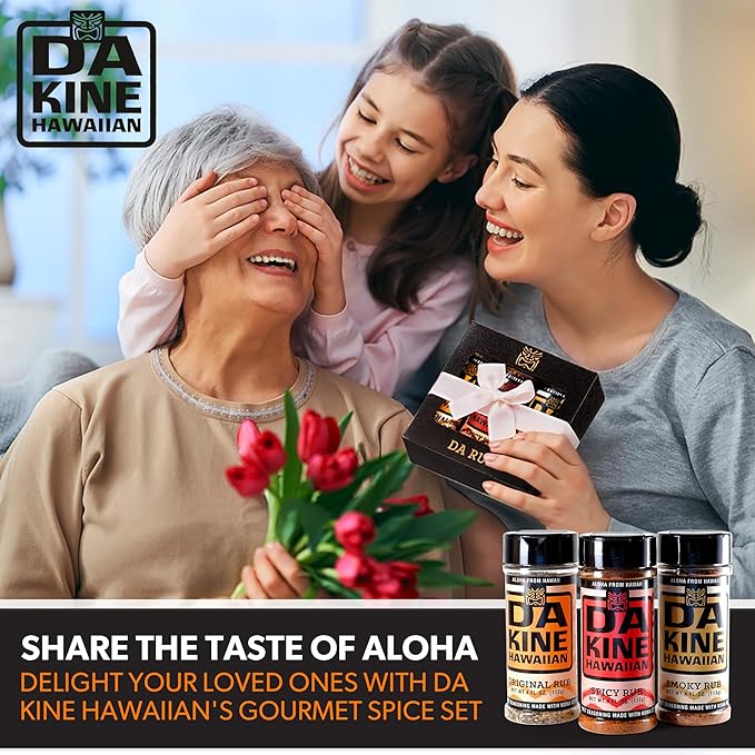 Da Kine Hawaiian Premium BBQ Dry Rub Seasoning Pack - Authentic BBQ Seasoning Blend - Perfect Gourmet Rub Spices for Smoking, Grilling & Cooking, Gluten-Free, Low Sodium, No MSG - Gift Pack (4 oz - 3 Pack)