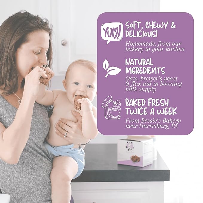 Bessie?셲 Best Lactation Cookies | Dairy Free Lactation Cookies | Oatmeal Peanut Butter Chocolate Chip | Increase Milk Supply | Breastmilk Boosting Cookies | Breastfeeding Snacks | 3 Dozen
