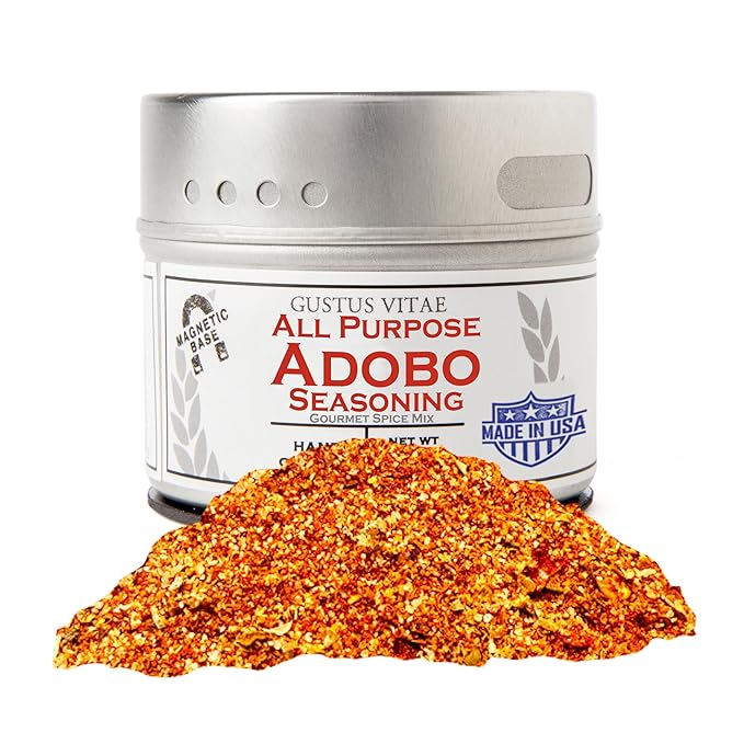 Adobo Seasoning | All Natural | Non GMO | 2.1 oz (60 g) | Gourmet Spice Mix | Small Batch | Artisanal Rub | Seasoning Pack | Magnetic Tin | Gustus Vitae | #252