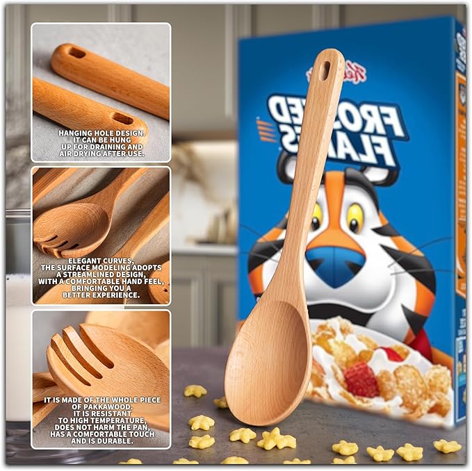 Salad Tongs, Beech Wooden Spoons, Salad Tongs for Serving, 10-inch Serving Utensils Set Salad Servers Set Kitchen Cooking Utensil