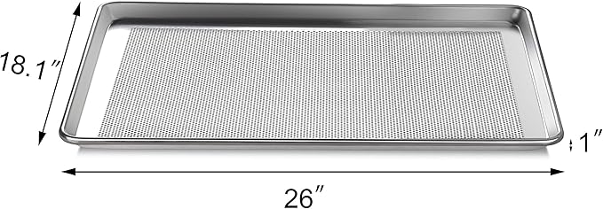 New Star Foodservice Commercial-Grade 18-Gauge Aluminum Sheet Pan/Bun Pan (18 L x26 W x1 H inch (Full Size) Pack of 12)