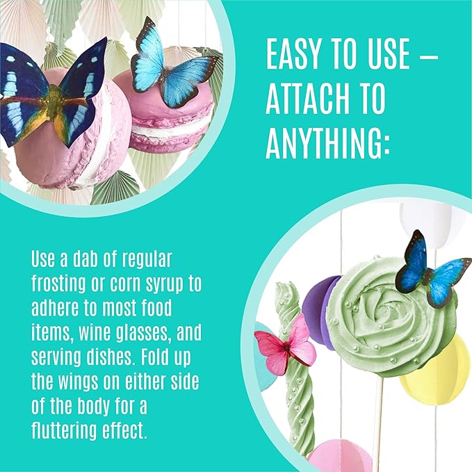Sugar Robot Edible Butterflies for Cake Decorating - Small Pastel Teal Butterfly Cake Toppers and Cupcake Toppers - Decoration Made in the USA - Premium Crafted (Teal)