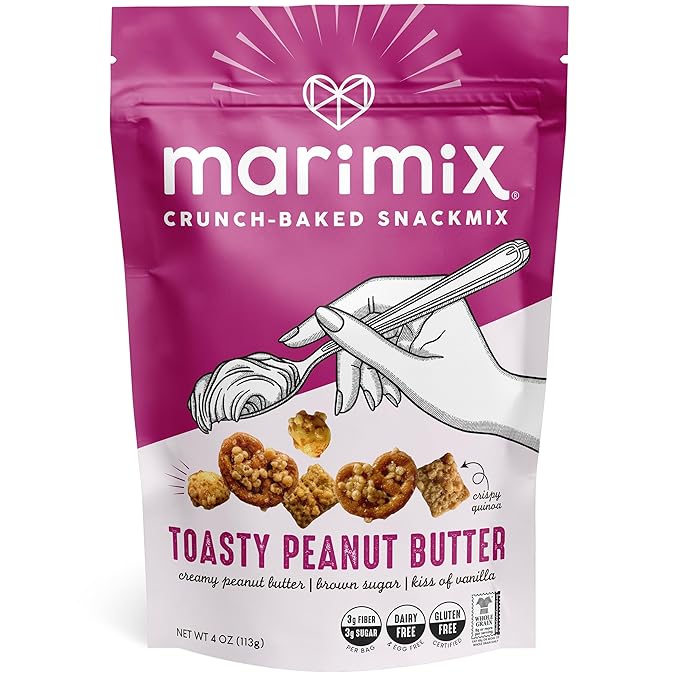 Marimix Snack Mix | Toasty Peanut Butter | Crunch Baked Sweet & Salty Savory Plant Based Naturally Gluten Free Whole Grain Fiber Charcuterie Pretzel Trail Party Mix | No Artificial Ingredients