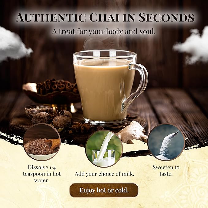 Blue Lotus Chai - Star Anise Masala Chai - Makes 530 Cups - 1 Pound Bulk Bag Masala Spiced Chai Powder with Organic Spices - Instant Indian Tea No Steeping - No Gluten