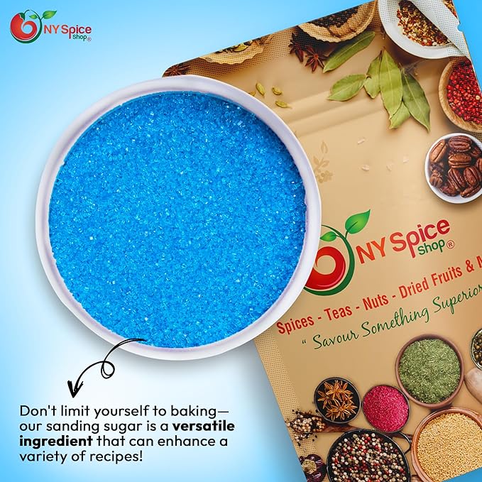 NY Spice Shop Light Blue Sanding Sugar - 3 PoundSweet Colorful Edible Sprinkles For Candy Dish - Sugar Sprinkles For Cake Decorating Cookies Basket & Dishes