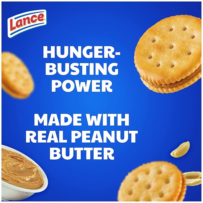 Lance Sandwich Crackers, Malt with Peanut Butter, 10 Individually Wrapped Packs, 6 Sandwiches Each