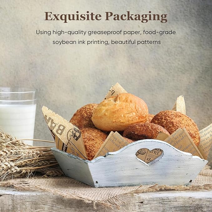 100 Sheets Sandwich Wrapping Paper, 15x11" Printed Parchment Paper, Newspaper Food Wrap Deli Paper Sheets for Outdoor Picnic, Churches, Home Party