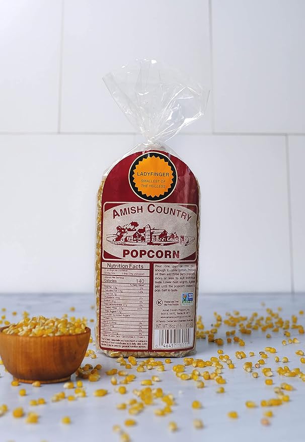 Amish Country Popcorn | 1 lb Bag | Ladyfinger Popcorn Kernels | Old Fashioned, Non-GMO and Gluten Free (Ladyfinger - 1 lb Bag)