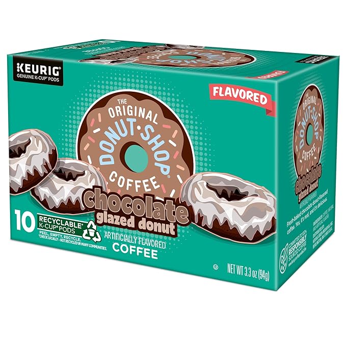 The Original Donut Shop Coffee Chocolate Glazed Donut Keurig Single-Serve K-Cup Pods, Medium Roast Coffee, 60 Count (6 Packs of 10)
