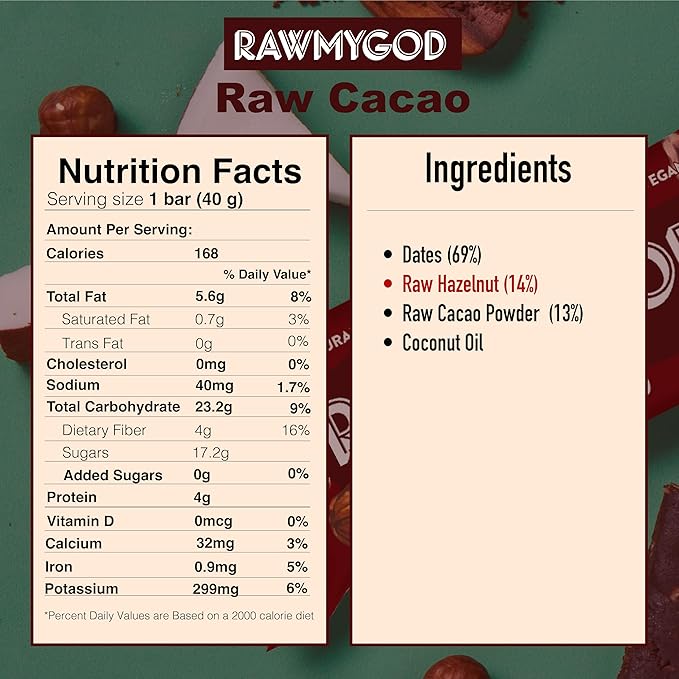RAWMYGOD Fruit and Nut Bars, Gluten Free, Vegan, No Added Sugar (16 bars, Variety Pack I - 4 Raw Cacao, 3 Apple & Cinnamon, 3 Nuts & Berries, 3 Cherry Peanut, 3 Pistachio & Cranberry)
