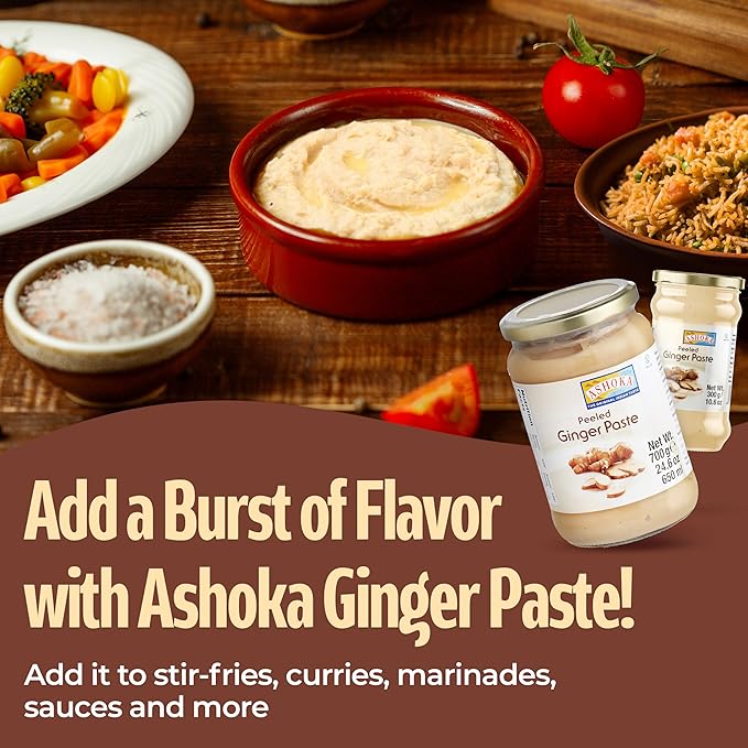 Ashoka Authentic Ginger Paste | Vegan | Gluten-Free | Kosher Certified | Non-GMO | Made from Premium Indian Spices | Great for Cooking Flavorful Food | 300 Grams (Pack of 2)