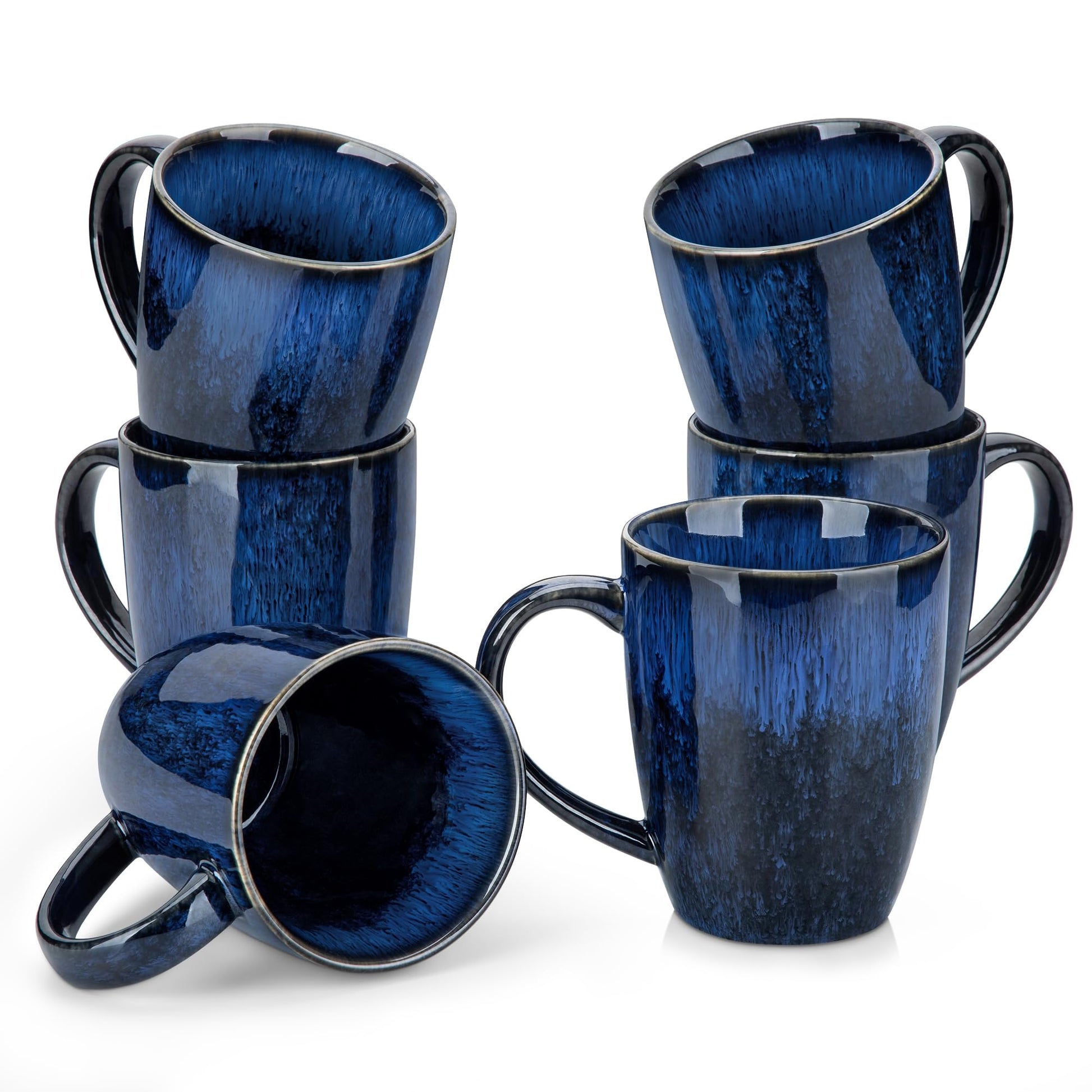vancasso STARRY Ceramic Coffee Mug Set of 6, 16 Oz Tea Cups with Handle for Latte, Tea, Cappuccino