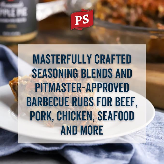 PS Seasoning Apple Pie Rub - Sweet and Smoky Cinnamon BBQ Seasoning for Smoking, Grilling, Baking - Buttery Apple Cinnamon Dry BBQ Rubs and Spices for Grilling Pork Chops, Ribs, Tenderloin, Turkey