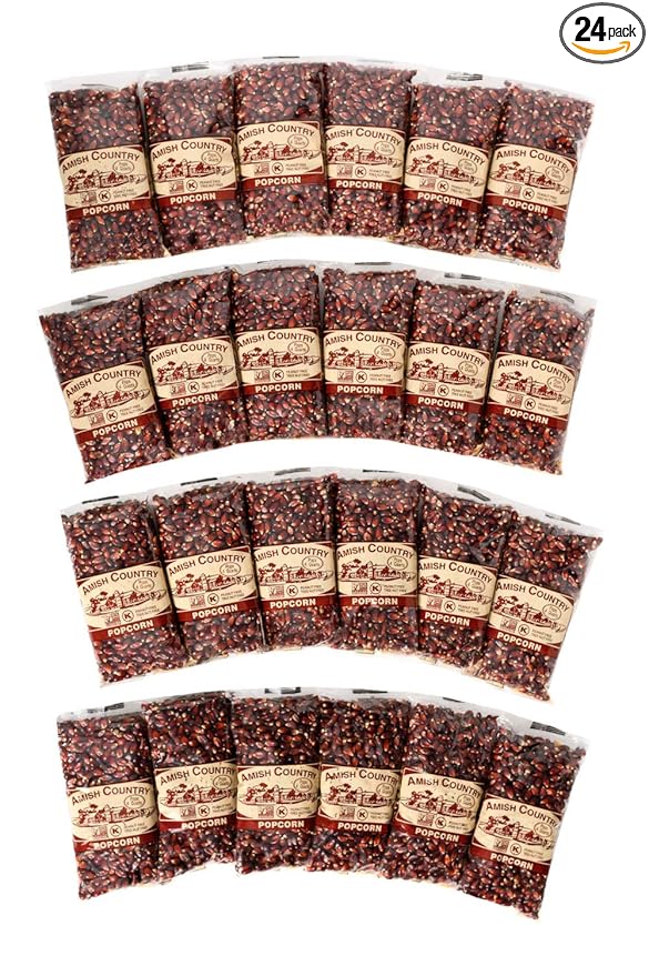 Amish Country Popcorn | 24-4 Oz Bags - Red Popcorn Kernels | Old Fashioned, Non-GMO and Gluten Free