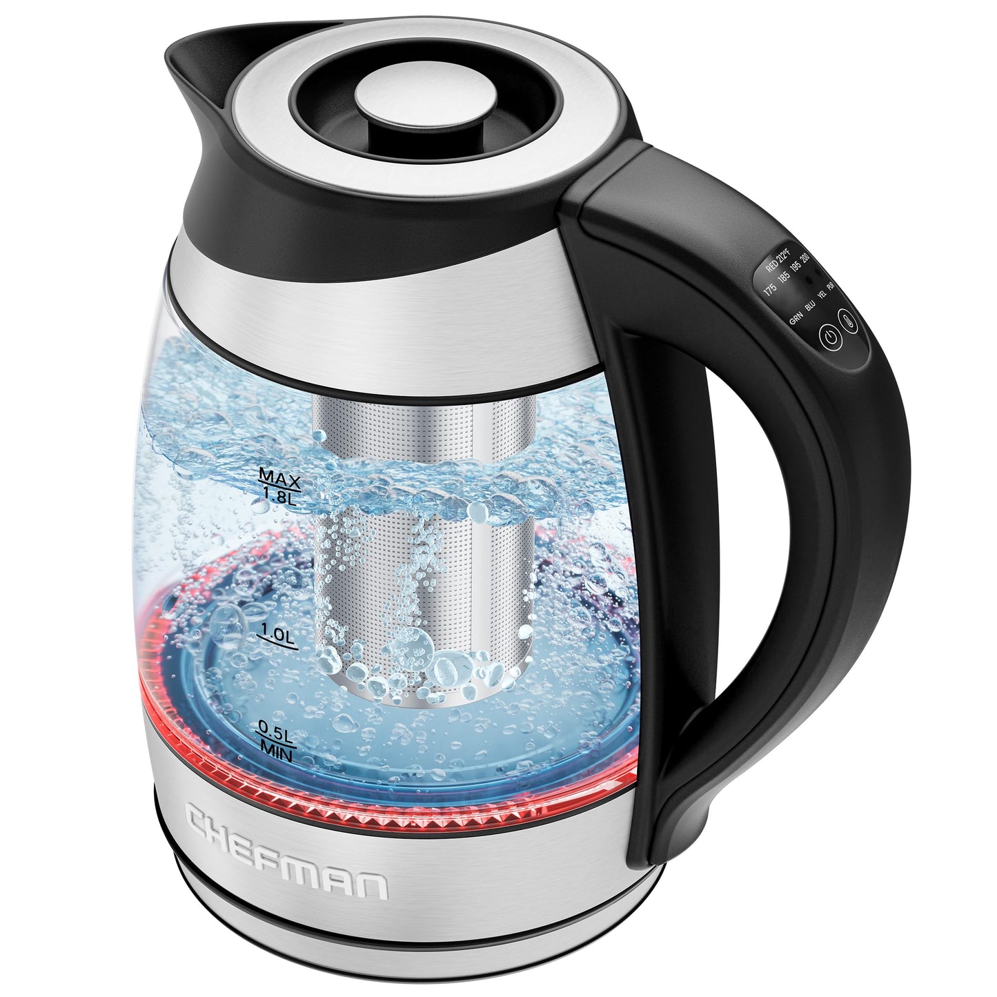 Chefman Electric Kettle with Temperature Control, 5 Presets LED Indicator Lights, Removable Tea