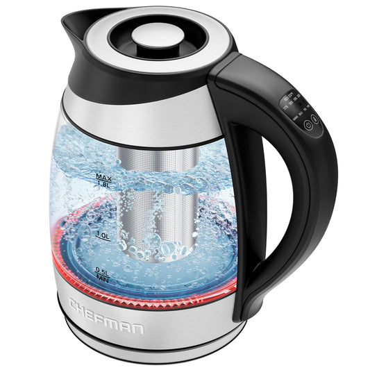 Chefman Electric Kettle with Temperature Control, 5 Presets LED Indicator Lights, Removable Tea