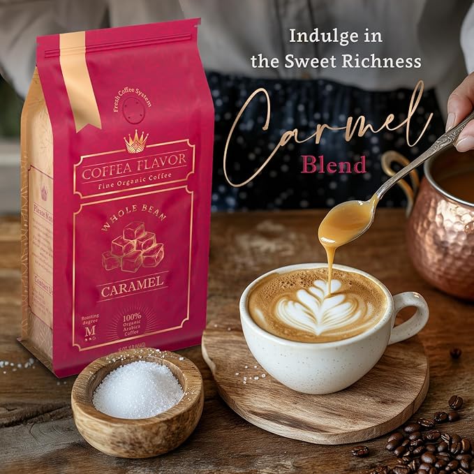 Caramel Flavored Whole Bean Coffee ??100% Arabica, Single Origin, Medium Roast, Naturally Sweetened, Velvety Smooth Flavor ??by Coffea Flavor