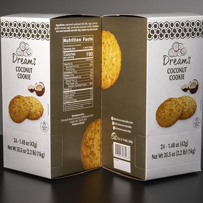 Coconut Cookie with Peanuts Cookie ??Macaroons, Healthy Snacks, Gluten-Free, Protein and Nutrient Packed ??DREAMS COCONUT ??Pack of 4 (x 1.48oz/42g), 5.92oz/ 168g