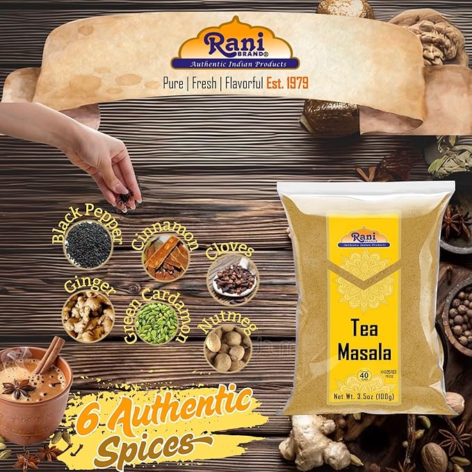 Rani Tea (Chai) Masala Indian Spice Blend 3.5oz (100g) ~ All Natural | Vegan | Gluten Friendly | Salt & Sugar Free | NON-GMO | No Colors | Indian Origin