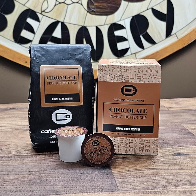 Chocolate Peanut Butter Cup Coffee Pods by Coffee Beanery | 12ct Flavored Coffee Pods Medium Roast Coffee Pods| 100% Specialty Arabica Coffee| Gourmet Coffee Pods