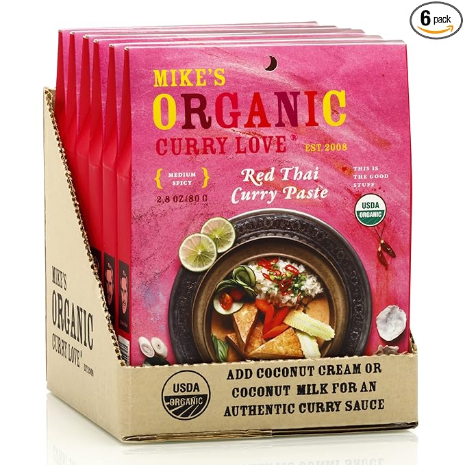 Red Thai Curry Paste ORGANIC. VEGAN. DAIRY FREE. SUGAR FREE. KETO FRIENDLY. MADE IN THAILAND. | case of 6 x 2.8 oz pouches