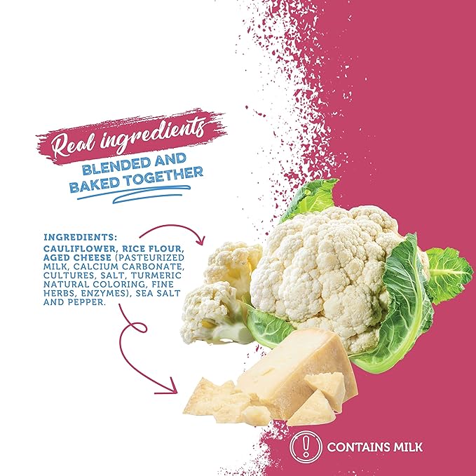 Good Chips Cauliflower Aged Cheese - Baked, No Oil - High Protein, Guilt Free Healthy Snacks - 0.7 oz, Pack of 12