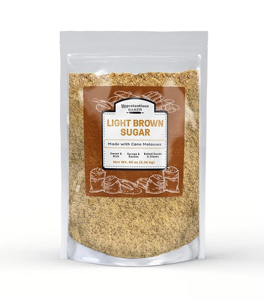 Unpretentious Light Brown Sugar, 5 lb, Made With Cane Molasses, Perfect For Desserts, Meat & Fruit (Bag)