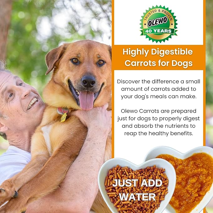 Olewo Original Carrots for Dogs ??Fiber for Perfect Poop, Dehydrated Dog Food Toppers for Picky Eaters, Natural Skin & Coat Support, Multivitamin, Probiotics for Digestive & Gut Health, 2.2 lbs