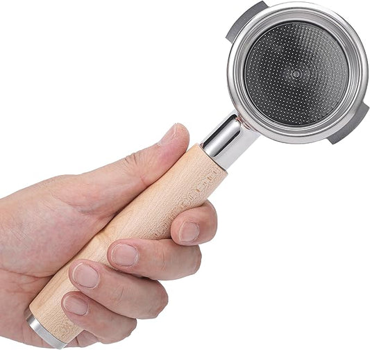 58mm Bottomless Portafilter for E61 Group Head | Professional Barista-Grade Naked Portafilter | Compatible with Rocket, Lelit, Ascaso, Profitec, ECM, Flair 58 (Maple)