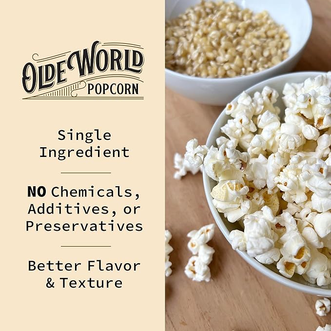 Organic Yellow Popcorn Kernels 6 lb Bag, Non-GMO & Gluten Free, Sodium-Free, Pesticide-Free, Unsalted, Plant-Based, Sugar-Free, Old Fashioned Regenerative-Farmed Large Popcorn From Olde World Popcorn