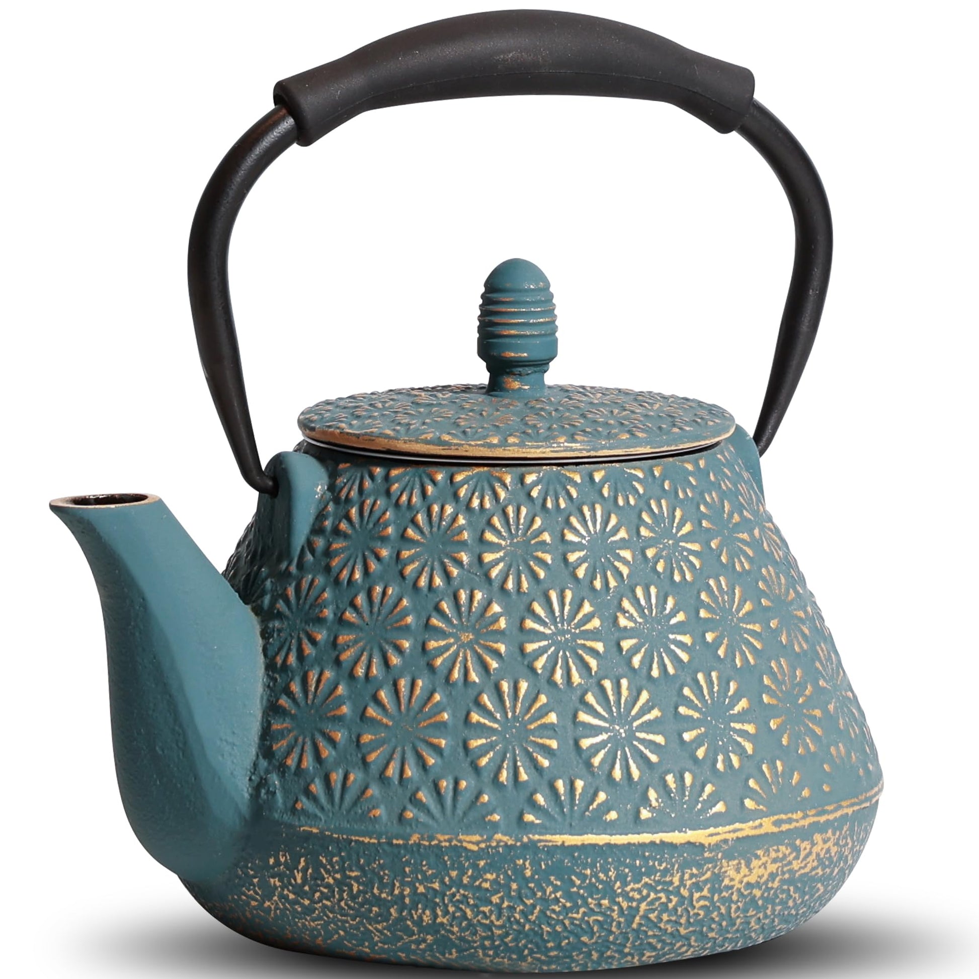 MILVBUSISS Cast Iron Teapot, 32oz Japanese Sakura Blossom Pattern Tea Kettle, Stovetop Safe