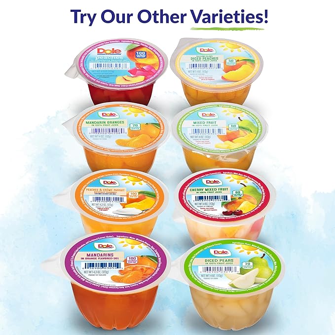 Dole Fruit Bowls Low Fat Peaches & Creme Parfait Snacks, 4.3oz 36 Total Cups, Gluten & Dairy Free, Bulk Lunch Snacks for Kids & Adults