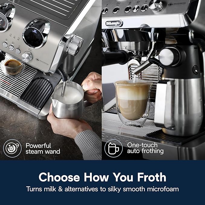De'Longhi La Specialista Maestro Espresso Machine with Grinder, Auto & Manual Milk Frother ??Bean-to-Cup Cold Brew Coffee with Cold Extraction Technology, Variable Temp & Tamping Tool, 8 Drink Presets