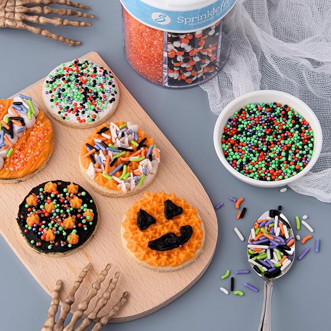 Sweets Indeed Halloween 6-Cell Sprinkle Jar ??6 Variety Sprinkle Compartments | Edible Cake Decorations for Cupcakes, Cookies, Cakes & Desserts | 6.45 oz