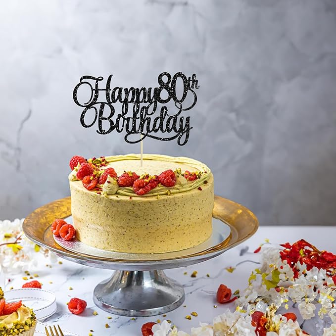 1 Pack Happy 80th Birthday Cake Topper Gold Glitter Number 80 Eighty Years Old Birthday Cake Pick Decoration For 80th Birthday Celebrating Anniversary Party Supplies