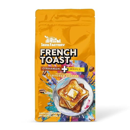 Java Factory French Toast Flavored Ground Coffee Bag ??Cinnamon and Maple Brew, Made with 100% Arabica Beans - Flavor Enhanced, 10 Oz